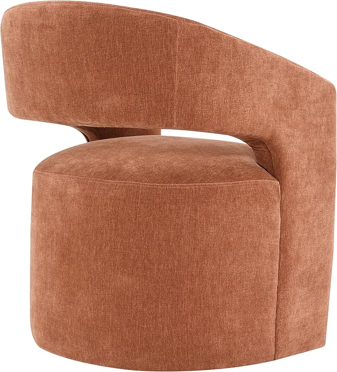 Furniture of America Arina Modern Fabric 25.6-inch Accent Chair with Barrel-Back Design Rounded Seat Pedestal-Style Base and Casters for Living Room Rustic Orange