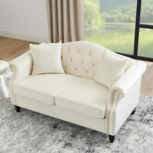 Modern Velvet Loveseat 57 Inch Sectional Couch Luxury 2 Seater Deep Couch with NailheadUpholstered Sofa for Living Room Bedroom Apartment
