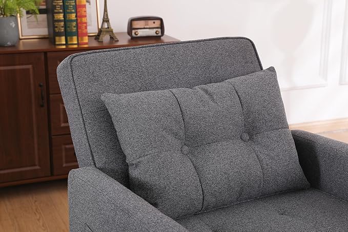 KEIKI Sleeper Chair Bed 3-in-1 Convertible Pull Out Sleeper Chair Bed Convertible Sofa Bed with USB Ports Side Pocket Single Armchair for Small Spaces Living Room Apartment Antique Grey
