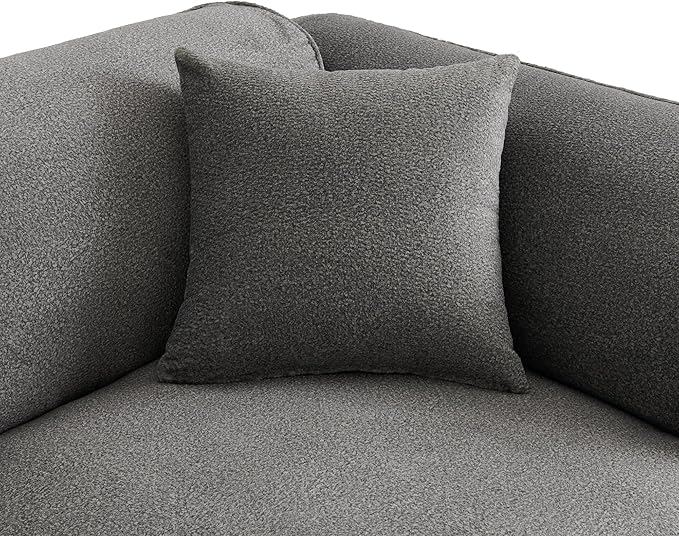 Luxury Living Room Double-Needle Cut Velvet Sofa 4-Seater with Pure Sponge Seat Cushions A Detachable Footstool and 3 Throw Pillows L Shaped Polyester Sofa for Living Rooms (Gray-EK99)