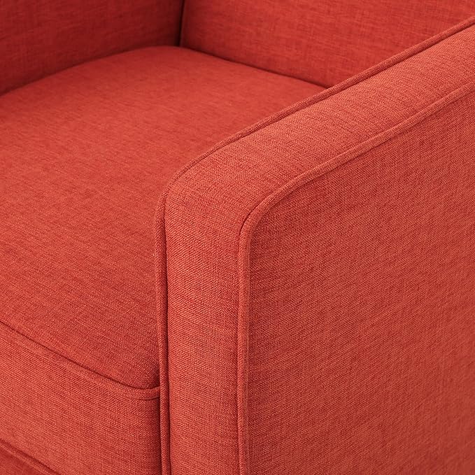 Mid-Century Fabric Rocker Recliner Chair with Tufted Design Adjustable Single Recliner Sofa with Thicker Seat Cushion with Pocket for Living Room Bedroom Apartment (Orange Style1)