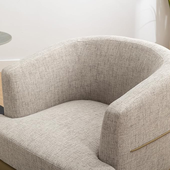 Modern Two-Tone Barrel Fabric Chair Upholstered Round Armchair for Living Room Bedroom Reading Room (Mustard Green)