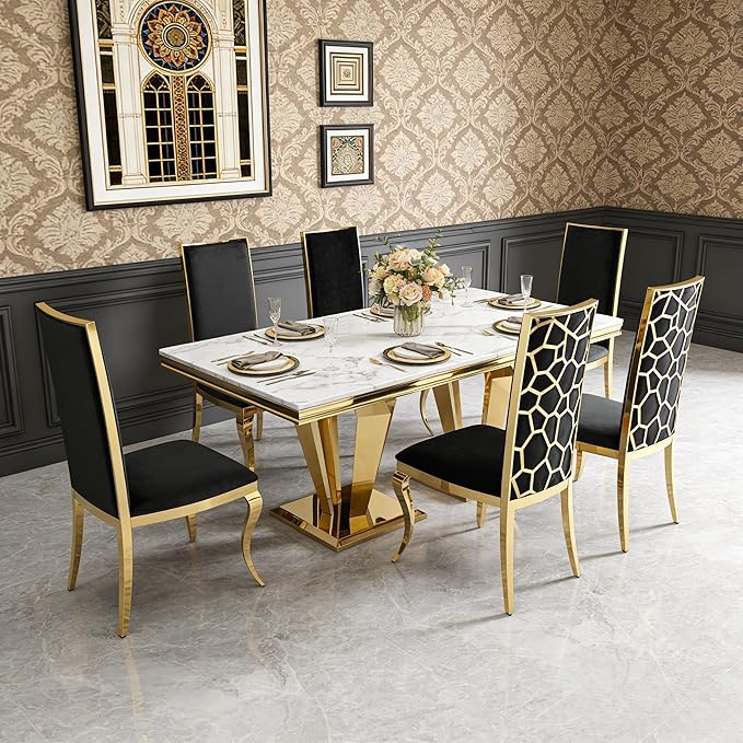 Velvet Dining Chairs with Gorgeous Gold Curved LegsModern Upholstered Dining Room Chairs for TableLiving RoomDining RoomOfficeWhite Luxury Kitchen Chairs