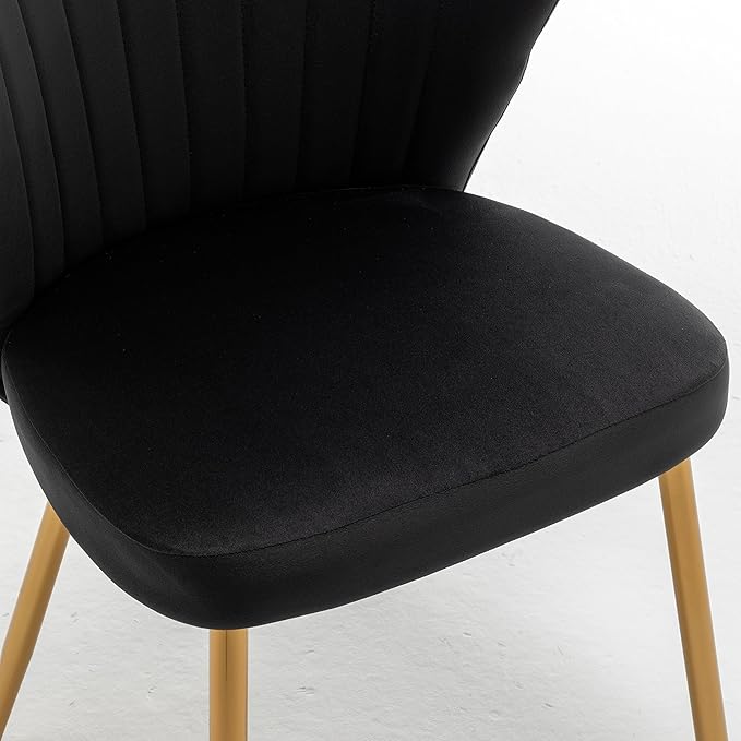 Modern Velvet Accent Chair for Living Room Bedroom Entryway or Small Spaces with Channel-Tufted Design Comfortable and Trendy Armless Seat Black