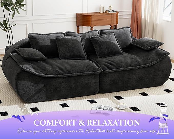 Hobestluk Sofa Couches 3-Seater Modular Sectional Sofa 89''Comfy Loveseat with Throw Deep Seat Small Sofa for Small Space Memory Foam Sectional Couches for Living Room Office Apartment