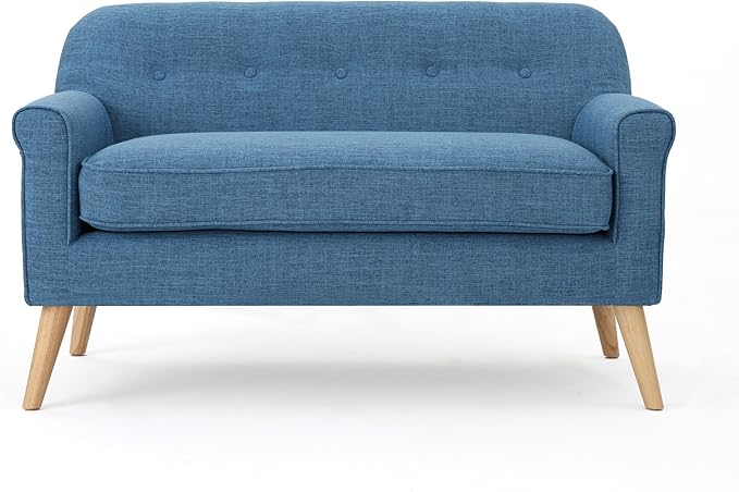 Christopher Knight Home Mariah Mid-Century Modern Loveseat Muted Blue