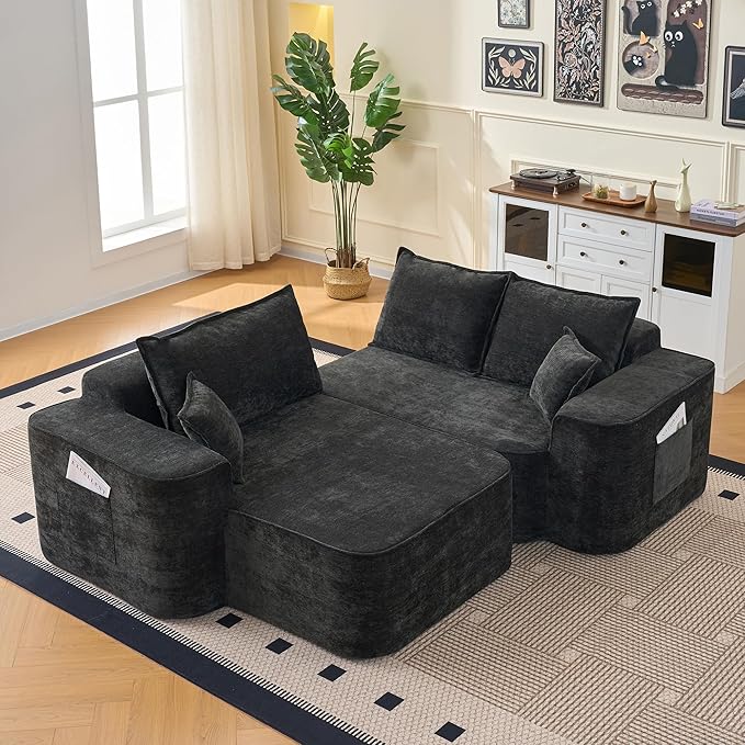 KEIKI 104 L Shaped Sectional Sofa with Chaise Extra Deep Seats Cloud Couch No Assembly Modular Corner Couch for Relaxing Living Room Apartment Family Lounge Modern Oversized Comfortable Sofa