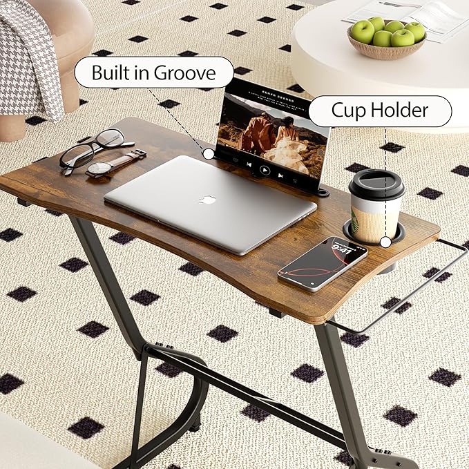 GRLEAF Adjustable Height Standing Desk for Walking Pad Treadmill Desk for Laptop with Cup Holder Desk for Bike/Cycling Used for Bedrooms and Offices (Rustic Brown)