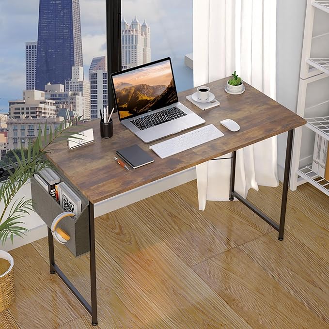 Small Space Writing Desk with Headphone Hooks Modern Simple Design Suitable for Study Home Office and Living Room