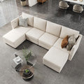 YOUDENOVA 106'' Modular Sectional Sofa 6 Seats Couch Set with Storage U Shaped Sofa with USB Charging Port Modern Comfy Chenille Couch for Living Room Beige