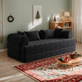 78.7 Chenille 4-in-1 Folding Convertible Sofa Bed Boneless Couches with 4 Pillows &amp Convenient Side Pockets Comfy Foldable Compressed Sofa in Box Floor Sofa Lounge Couch for Living Room(Black)