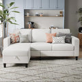 Sectional Sofa Couches for Living Room - Beige 3 Seat L-Shaped Couch with Storage Ottoman Comfy Linen Convertible Sectionals Sofas with Chaise for Apartment Office Small Space