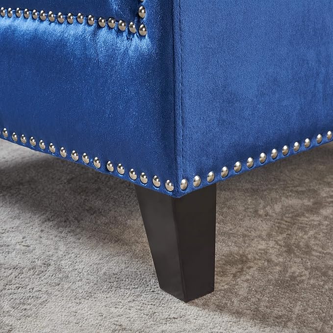Christopher Knight Home Jaclyn Velvet Tufted Club Chair Navy Blue / Natural