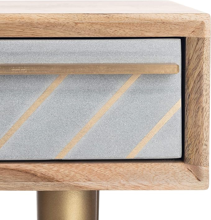 Safavieh Home Office Leni Modern Natural and Grey and Brass 1-drawer Desk