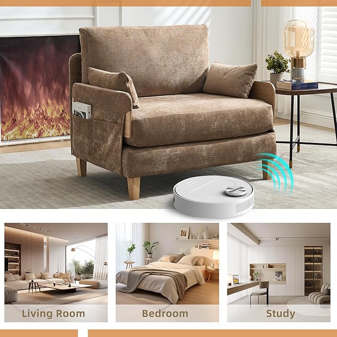 GDFStudio Foldable Sofa Bed Recliner 3-in-1 Convertible Sleeper Sofa with Pillows Mid Century Modern Chenille Upholstery for Small Spaces Bedroom Study Room Guest Room Light Brown