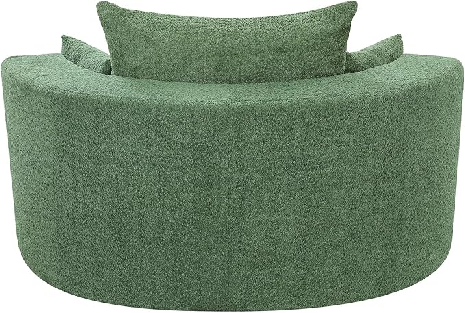 Oversized 55 W Upholstered 360° Swivel Accent Barrel Chair and a Half Modern Comfy Cuddler Sofa Lounge with Pillows for Living Room Bedroom Hotel (Chenille Green)