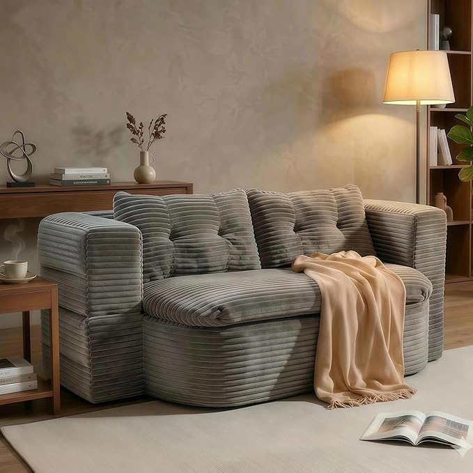 78.7-inch Folding futon Sofa Bed Full-Size Convertible Sleeper Couch Bed Memory Sponge Double Sofa with Comfortable Mattress Suitable for Living Room and Guest Room (light gray 78.7 inches)