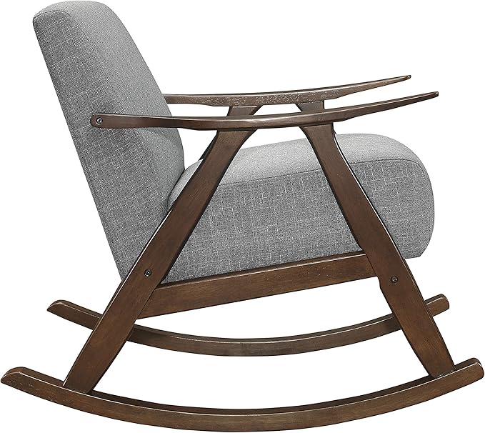 Lexicon Helena 28.5 W Fabric Wood Arm Rocking Chair Gray