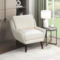 Lexicon Modern Wingback Accent Chair Chenille Fabric Upholstered Lounge Reading Arm Chair Solid Wood Legs for Living Room Bedroom Supportive Padded Pocket Coil Seat Easy Assembly Beige