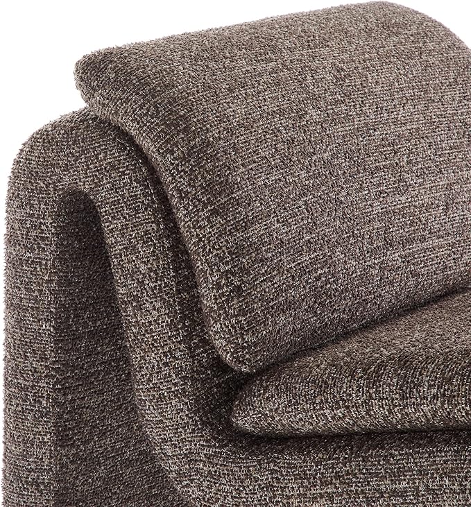 Modway Lume Curved Lounge Chair in Antique Boucle Fabric – Modern Upholstered Armless Accent Chair with Padded Cushion - Unique Slipper Chair for Bedroom or Living Room