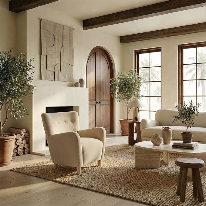 SAFAVIEH Couture Collection Carey Tan Faux Shearling Accent Chair (Fully Assembled)