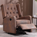Glider Recliner Nursery Chair Cozy Microsuede Rocking Chair Nursery Recliner with Adjustable Button Backrest and Footrest Swivel Recliner Chair for Living Room Bedroom Office (Coffee)