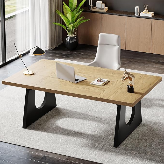 Tribesigns 70.86-Inch Executive Desk Large Computer Office Desk with Double Wood Pedestal Modern Simple Style Rectangle Writing Table for Home Office