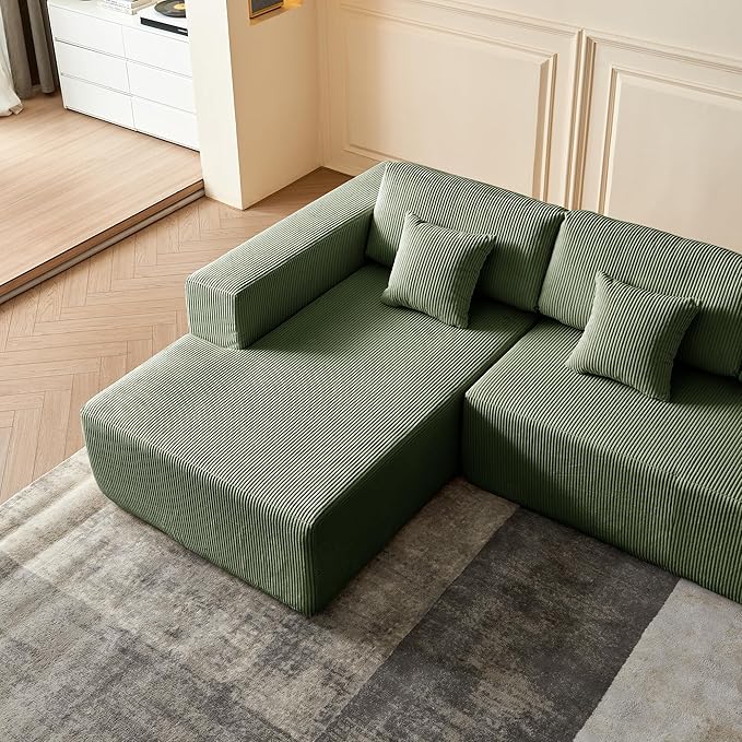 137.8 X 70.9 U Shape Modular Sectional Sofa Corduroy Fabric Oversized Sectional Couch 6 Seat U Shaped Couch with 4 Pillows for Living Room Bedroom Office No Assembly Require
