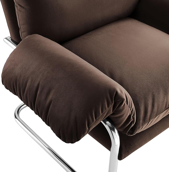 Modway Ansel Performance Velvet Accent Chair in Chocolate Brown - Stain-Resistant Velvet Lounge Chair for Living Room Bedroom - Corner Reading Chair with Arms and Removable Cushions