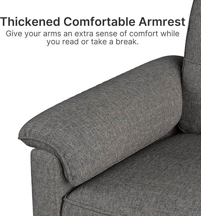 Ahomly 3-Seater Sofa Couch with Padded Armrests Deep Seat Comfortable Backrest and Solid Wood Legs – Easy to Assemble (Gray)