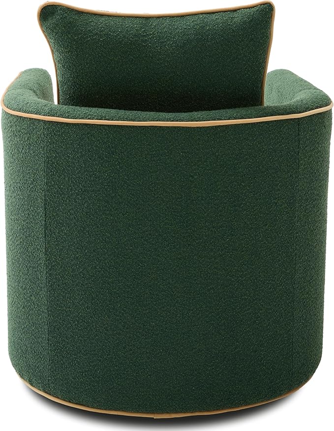 360° Swivel Accent Chair with Curved Armrest Bouclé Upholstered Club Chair Barrel Sofa Chair for Living Room Reading Corner Small Spaces (Green13)