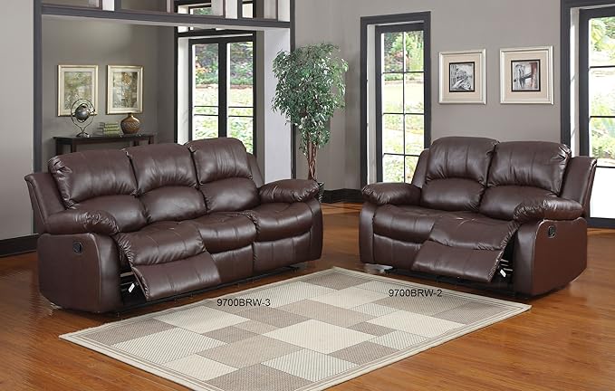 Homelegance Cranley Traditional Wall Hugger Recliner Brown Bonded Leather