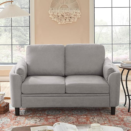 59 Loveseat Sofa Mid Century Modern Love Seat with Back Cushions 2-Seat Small Sofa Couch for Living Room Bedroom Small Spaces Light Grey