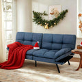 MUUEGM 71-Inch Convertible Futon Sofa Bed with Adjustable Backrest &amp Removable Armrests Foldable Sleeper Loveseat for Small Space Living Room Studio Apartment Home OfficeBlue