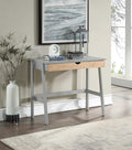 Office Writing Work Study Desk in GrayNatural Single Extension Metal Glides Easy assembl for Study and Home Office