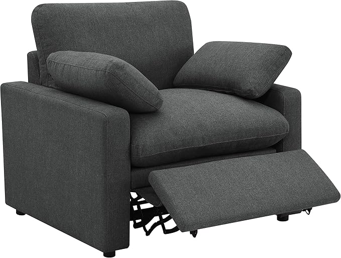 Coaster Home Furnishings - Collins - Wood and Metal - Upholstered Power Recliner Chair with Pocket Coil Seating Modular Design and Reversible Cushions - Living Room - Dark Grey - 609533P