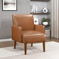 Lexicon Accent Chair Faux Leather Living Room Chair Modern Armchair with Solid Wood Frame and Thick Cushion Reading Chair Comfy Chair for Bedroom Living Room Waiting Room Retro Brown
