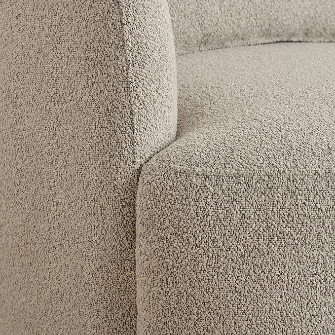 KINWELL 34 Wide 2 Boucle Swivel Barrel Chairs and 2 Ottomans Set Fully Assembled Sherpa Accent Chairs and Footrest Set Modern Comfy Armchairs and Footstool for Living Room and Bedroom Taupe