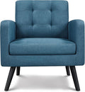 Topeakmart Mid Century Accent Chair Modern and Cozy Barrel Sofa Chair with Thick Cushion and Sturdy Wood Legs for Living Room/Bed Room/Office Waiting Area Navy Blue
