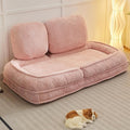 Lazy Sofa Couch 5 Adjustable Position Floor Sofa Fits with 2 Pillows Folding Tatami Lazy Bed Suit to Put in Bedroom Living Room (Pink)