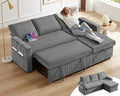 Vipbear 80 Sectional Sleeper Sofa Bed with Pull Out Bed L Shaped Couch Pull Out Couch with Reclining Backrest Reversible Storage Chaise USB Ports Tool-Free Assembly Corduroy Dark Grey
