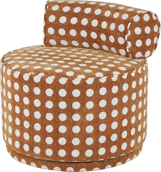 Deco 79 Polyester Living Room Accent Chair Round Swivel Boucle Side Chair with White Spots Corner Chair 26 x 27 x 25 Brown