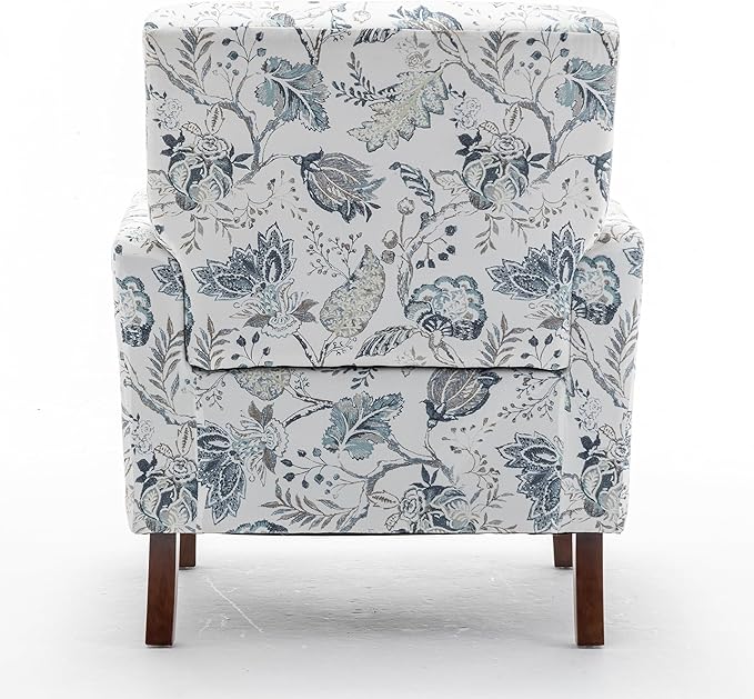 Contemporary Accent Arm Chair with Birch Wood Frame and Velvet Upholstery Armchair for Office and Living Room Decor Removable Cushions 07 Printed Fabric