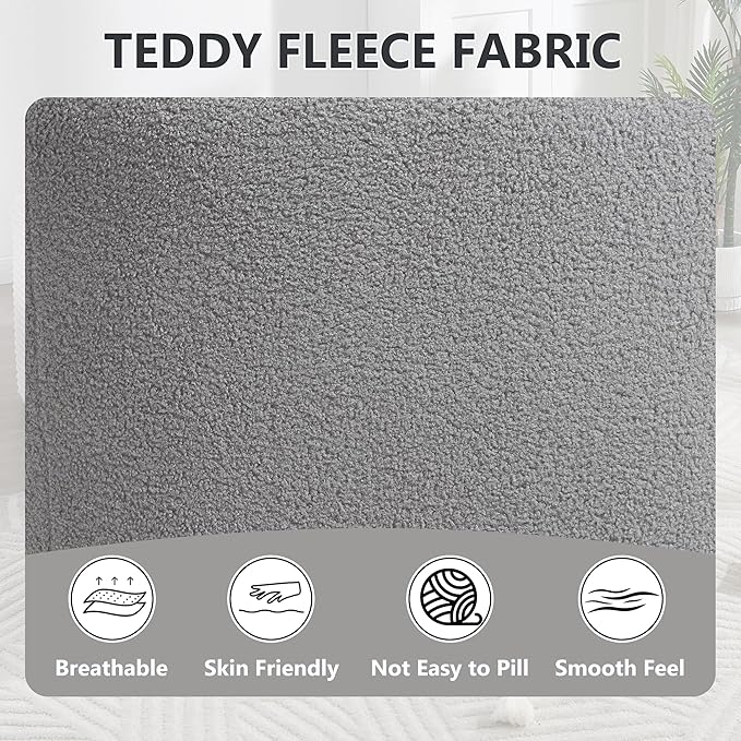 PELUMY Swivel Accent Chair Modern Round Barrel Chair Soft Teddy Fleece Fabric Swivel Chair for Living Room 360 Rotating Small Space Comfort Reading Chair No Tools Assembly (Light Grey)