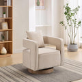 29.1 W Swivel Accent Chair with Open Back Modern Comfy Sofa Chair with Rubberwood Base 360 Degree Comfy Lounge Reading Armchair for Living Room Bedroom Nursery Office or Club (Beige)