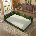 Floor Sofa Queen Sleeper Sofa Bed with Bamboo Backrest Velvet Upholstered Boneless Couch Floor Sofa Modular Futon Couch for Living Room Bedroom Lounge Green
