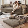 79 Convertible Sleeper Sofa Bed Modern Corduroy Floor Couch Bed with Silver Fixed-Shape Frame Modular Sofa Couch with Pull Out Bed Loveseat Sleeper Boneless Couches for Living Room Camel
