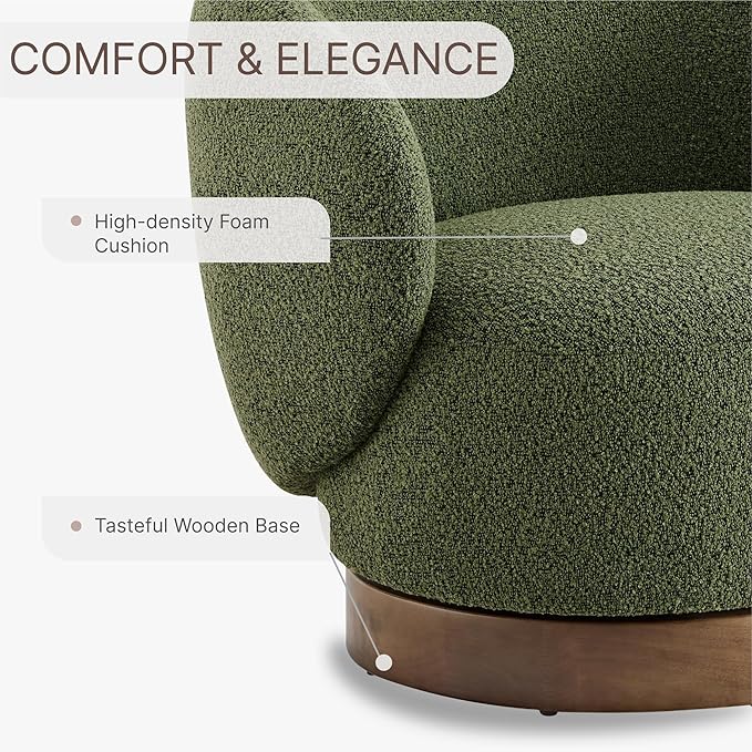 Swivel Accent Chair Round Barrel Armchair Upholstered Performance Fabric for Living Room Bedroom Reading Waitingroom1 PCSMoss Green
