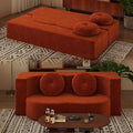 2-in-1 Full Size Convertible Floor Sleeper Couch Sofa Bed78”Folding Boneless Large Futon Loveseat Sofa with 2 Pillows Foam-Filled Compression Guest Couches Bed for Living Room (Orange)