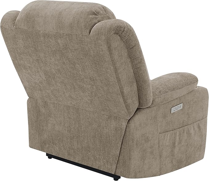 Coaster Home Furnishings - Houston - Fabric Upholstered Power Lift Recliner Chair with Power Panel with USB Port Cup Holders and Pillowtop Arms - Living Room - Camel - 602274P